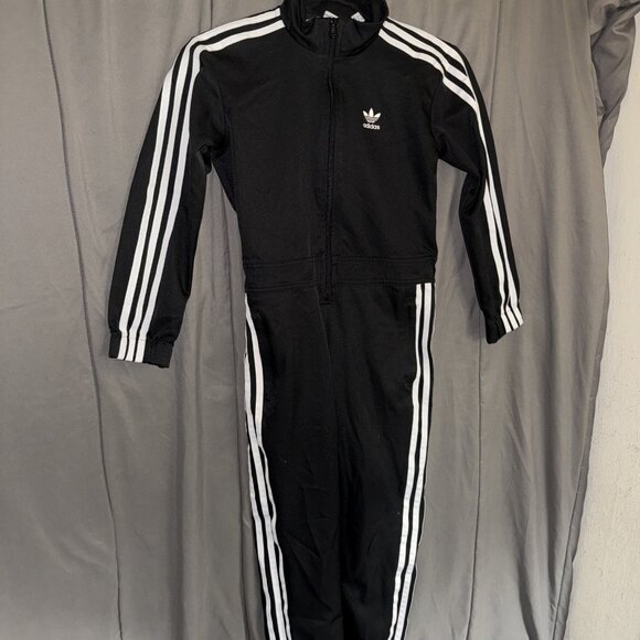 Adidas Boys Track Suit Size XS Black White Kids 1 Piece - Picture 1 of 13